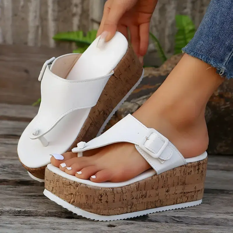 Sandales Compensées Blanches Adrienne Vittadini Taille 8 M - Plateau, Talon Haut, Parfait état !
