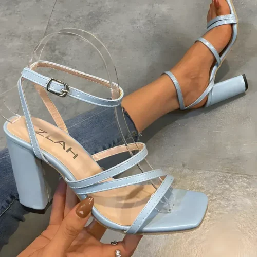 Sandale Talon Bleu Ciel