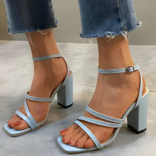 Sandale Talon Bleu Ciel