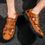 Sandales Noires Cuir Tres Confortable